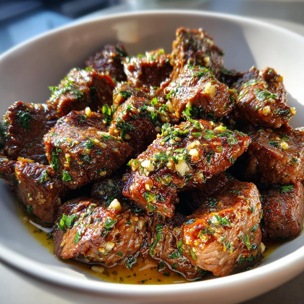 High Protein Slow Cooker Garlic Butter Beef Bites - Easy Dinner Recipe!