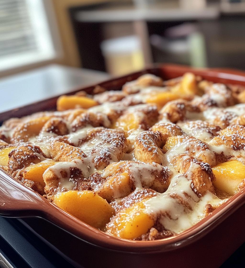 How To Make Easy Cinnamon Roll Peach Cobbler - detail 1