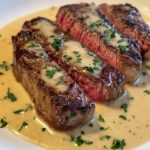 Juicy Steak with Creamy Garlic Sauce