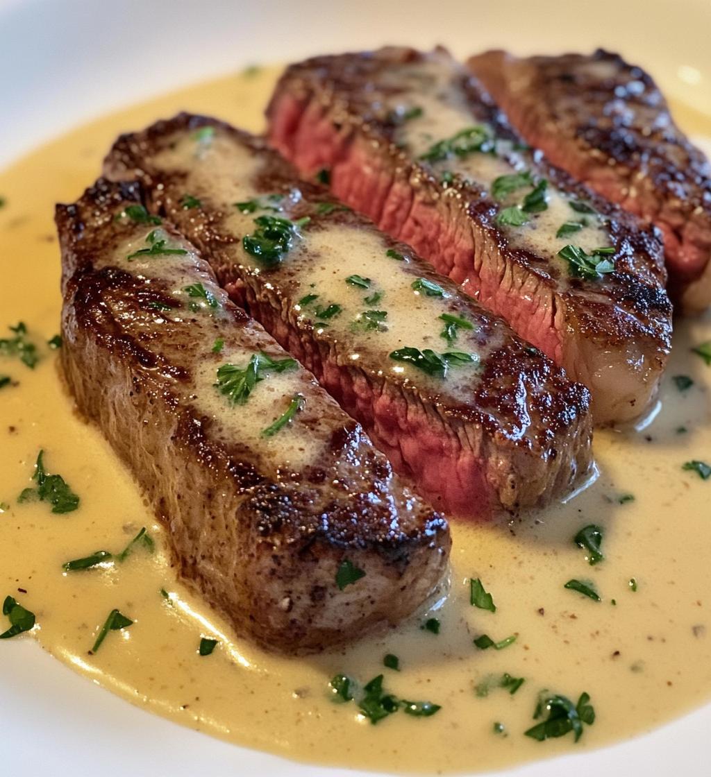 Juicy Steak with Creamy Garlic Sauce
