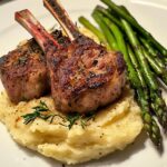 Lamb Chops on Lobster Mash with Asparagus