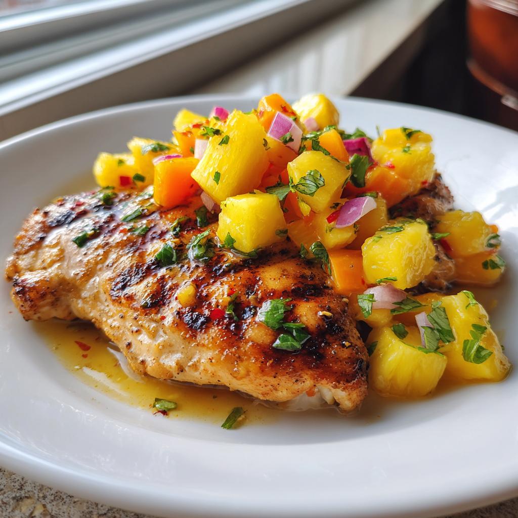 Lemon Ginger Chicken with Pineapple Mango Salsa