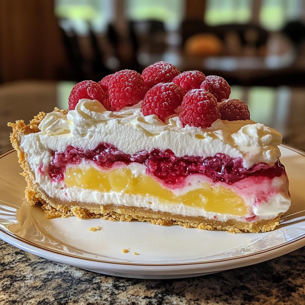 Lemon Raspberry Layered Pie – A Bright & Creamy Dessert Bursting with Flavor