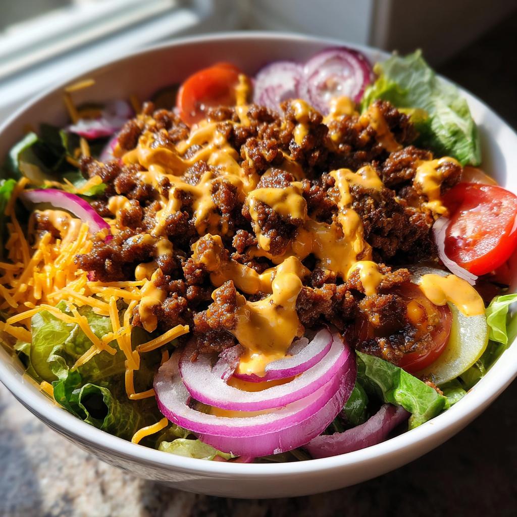 Low-Carb Burger Salad with Creamy Special Sauce