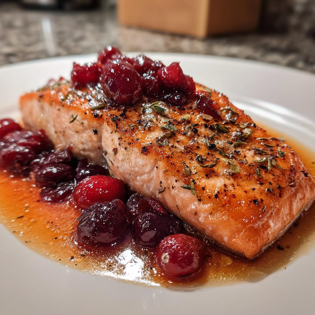 Mediterranean Baked Salmon with Sweet and Tangy Cranberry Sauce