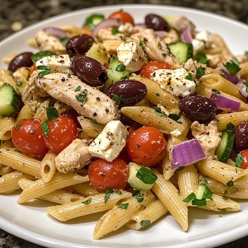 Mediterranean Chicken Pasta Salad