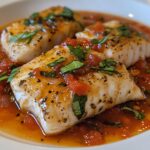 Mediterranean cod in a tomato and basil sauce