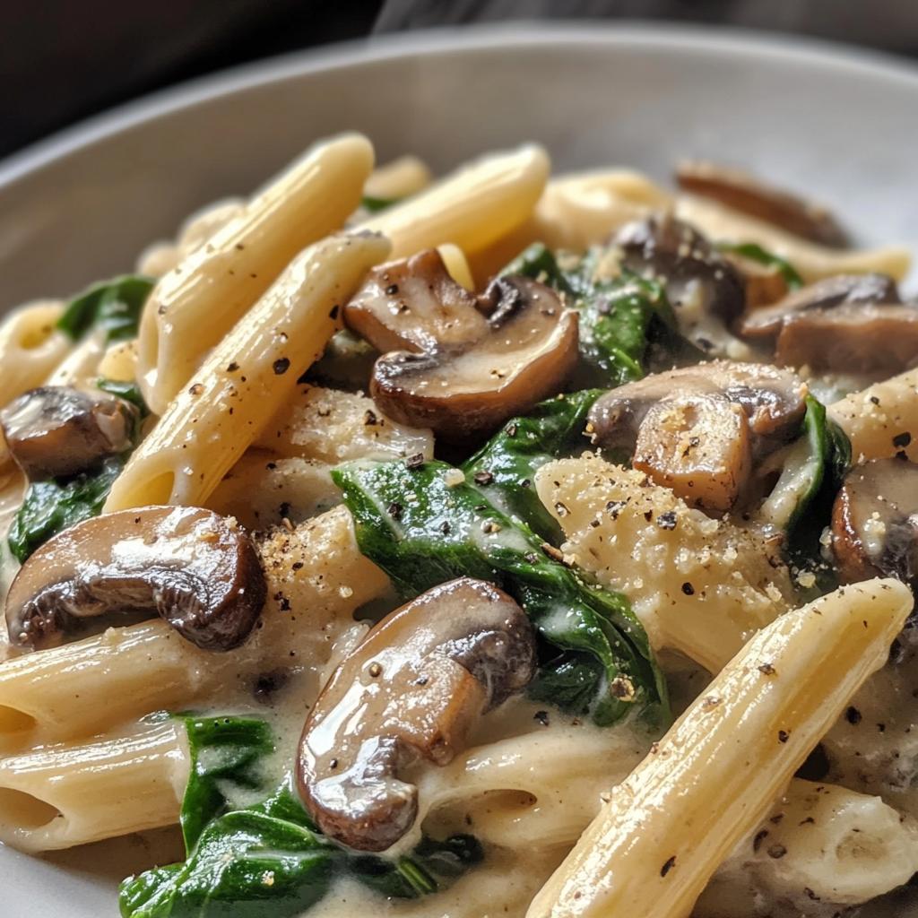 Parmesan Spinach Mushroom Pasta Skillet Recipe Ready in 30 Minutes