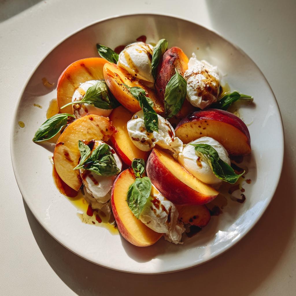 Peach and Burrata Salad with Basil - detail 1