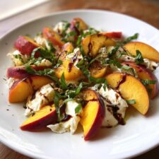 10-Minute Peach and Burrata Salad with Basil - Summer Bliss