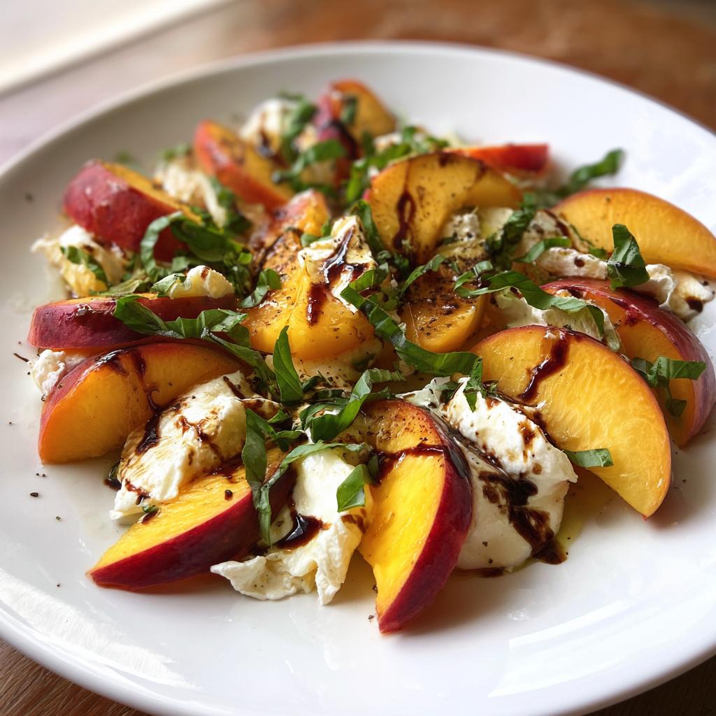 Peach and Burrata Salad with Basil