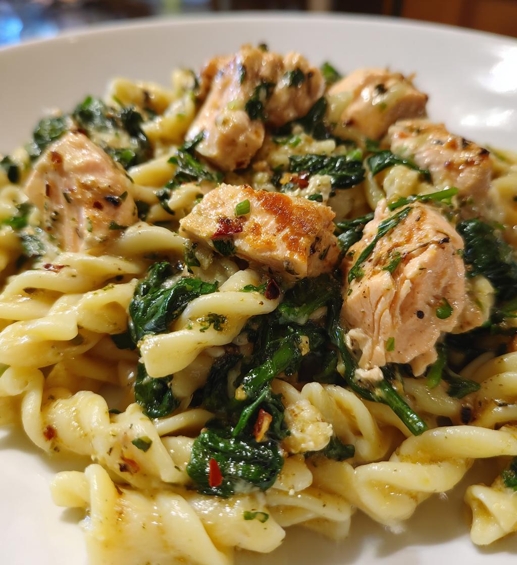 Quick Salmon & Spinach Pasta