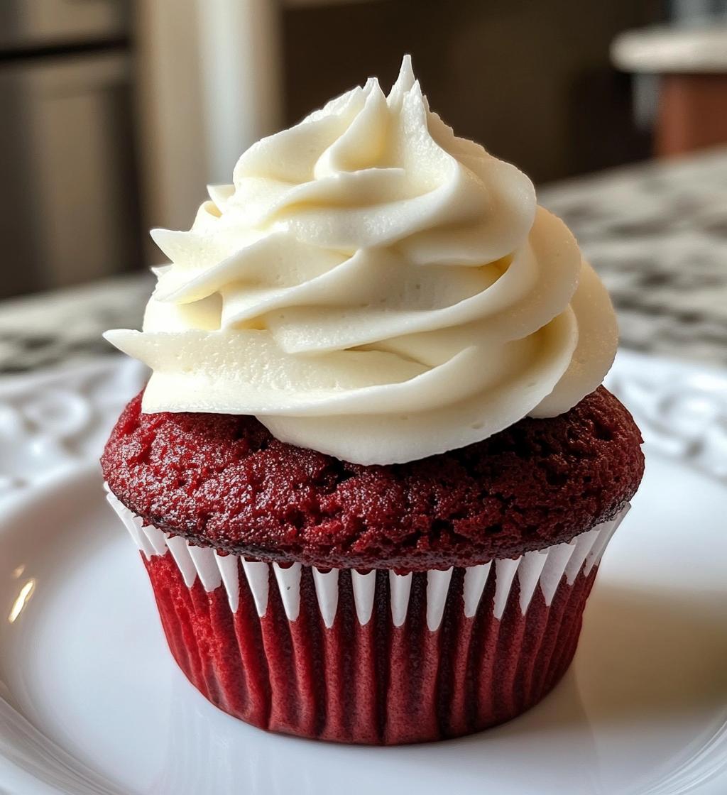 Red Velvet Cupcakes with Piped Cream Cheese Frosting - detail 1