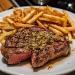 Ribeye med vitlökssmör och krispiga pommes frites!