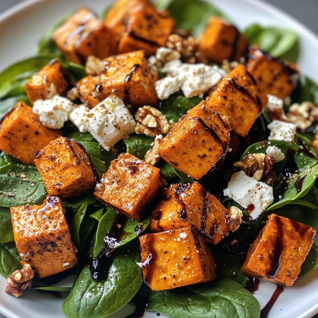 Roasted Pumpkin Spinach & Feta Salad
