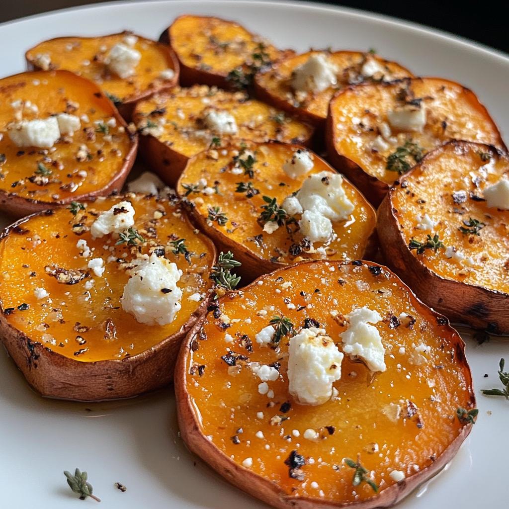 Roasted Sweet Potato Rounds with Honey & Feta
