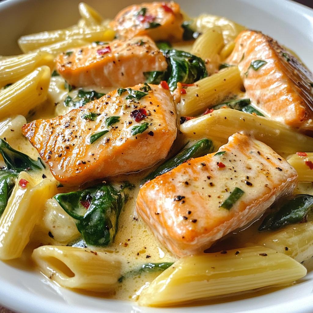 Salmon Spinach Pasta Dish