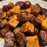 Sausage and Sweet Potatoes with Honey Garlic Sauce