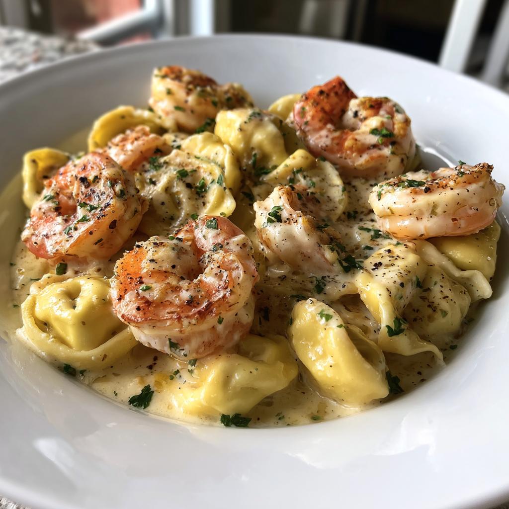 Shrimp Tortellini with Lemon Garlic Cream Sauce