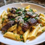 Sirloin Steak Pasta with Mushrooms and Dijon Mustard