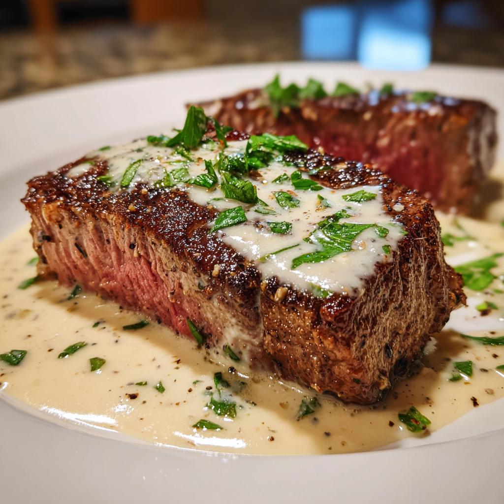 Sirloin Steak with Garlic Dijon Cream Sauce