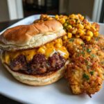 Smoky Chipotle Cheddar Burgers & Mexican Street Corn Fritters Recipe
