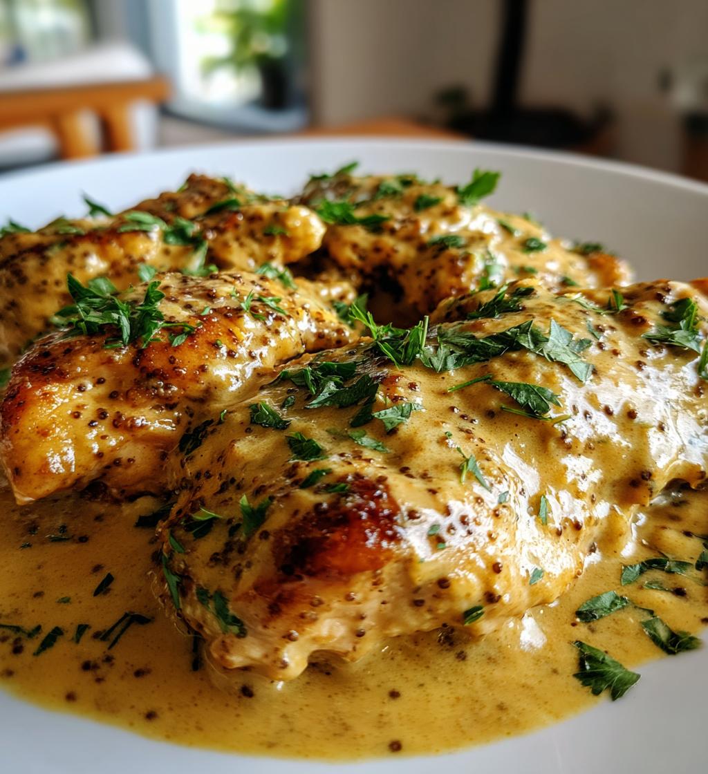 Tender chicken in a creamy mustard sauce