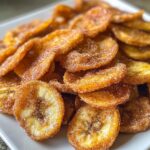 These crispy air-fried cinnamon sugar banana chips are the perfect sweet, guilt-free snack!