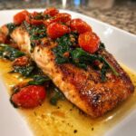 Tuscan Garlic Salmon with Spinach and Tomato Recipe