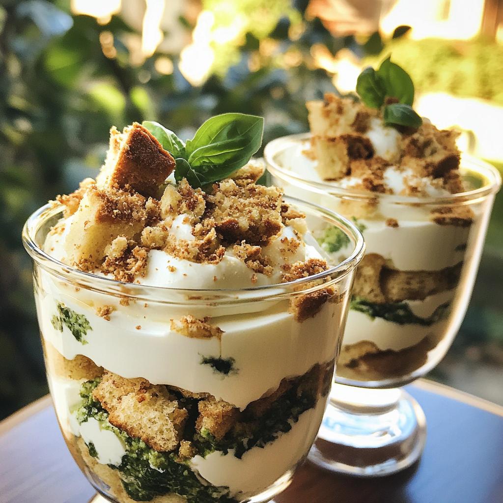 Yoghurt Basil and Biscotti Dessert