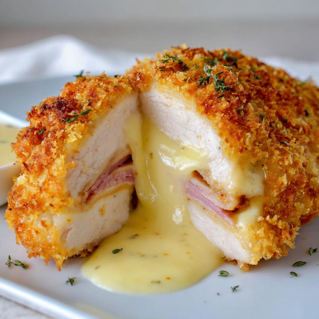 air fryer chicken cordon bleu swiss cheese sauce