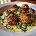baked turkey meatballs spinach artichoke sauce