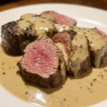 beef tenderloin with creamy gravy