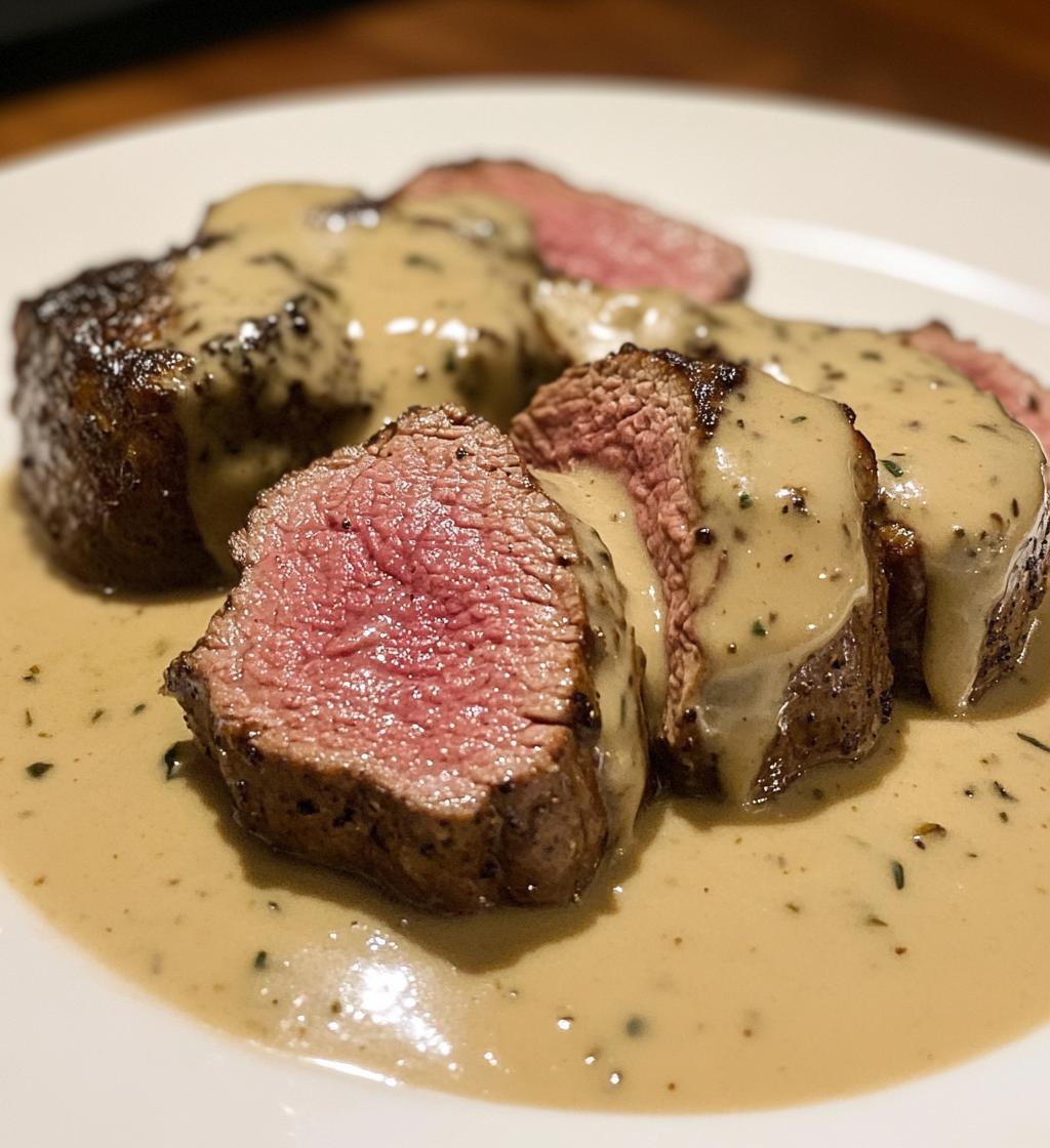 beef tenderloin with creamy gravy