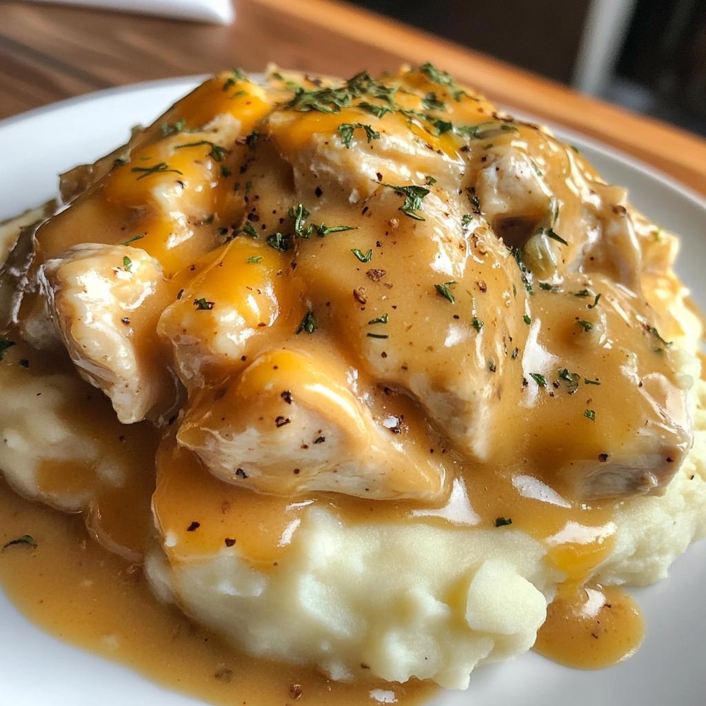 chicken garlic gravy cheesy mashed potatoes recipe