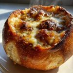 creamy french onion soup sourdough bread bowls