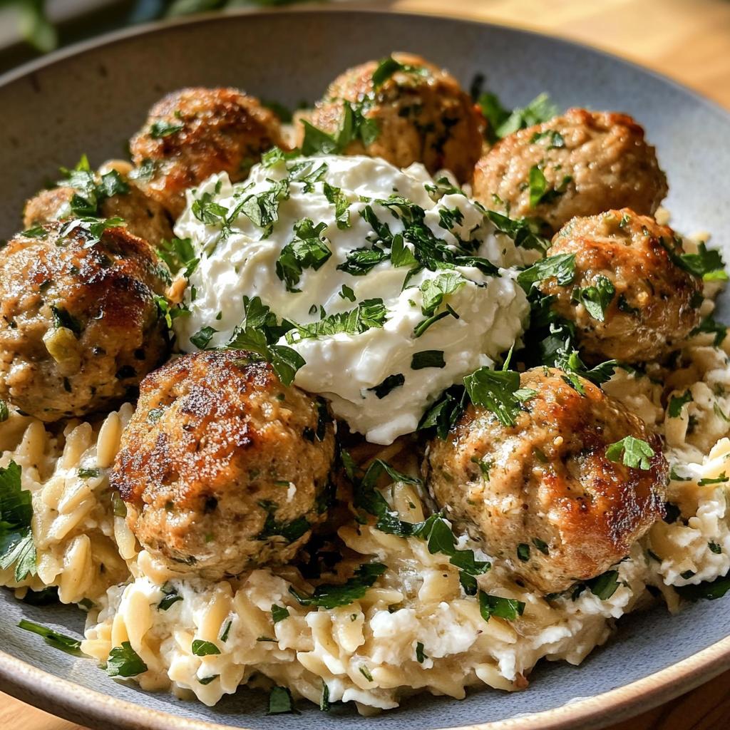 lemon herb meatballs orzo whipped feta 2