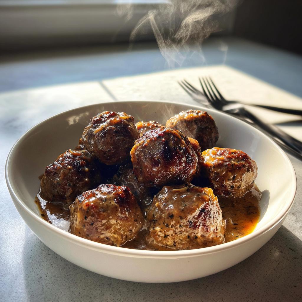 meatballs in savory onion gravy
