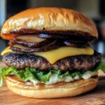 savory mushroom burger garlic butter swiss cheese