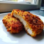 Air Fryer Chicken Schnitzel featuring crispy golden-brown breaded chicken cutlet cooked to perfection in an air fryer