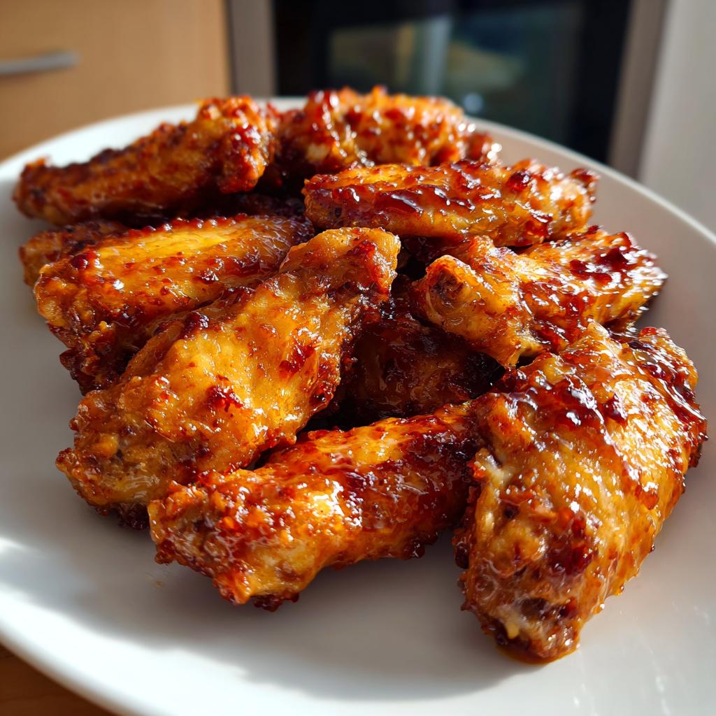 Air Fryer Chicken Wings with Spicy Honey Glaze