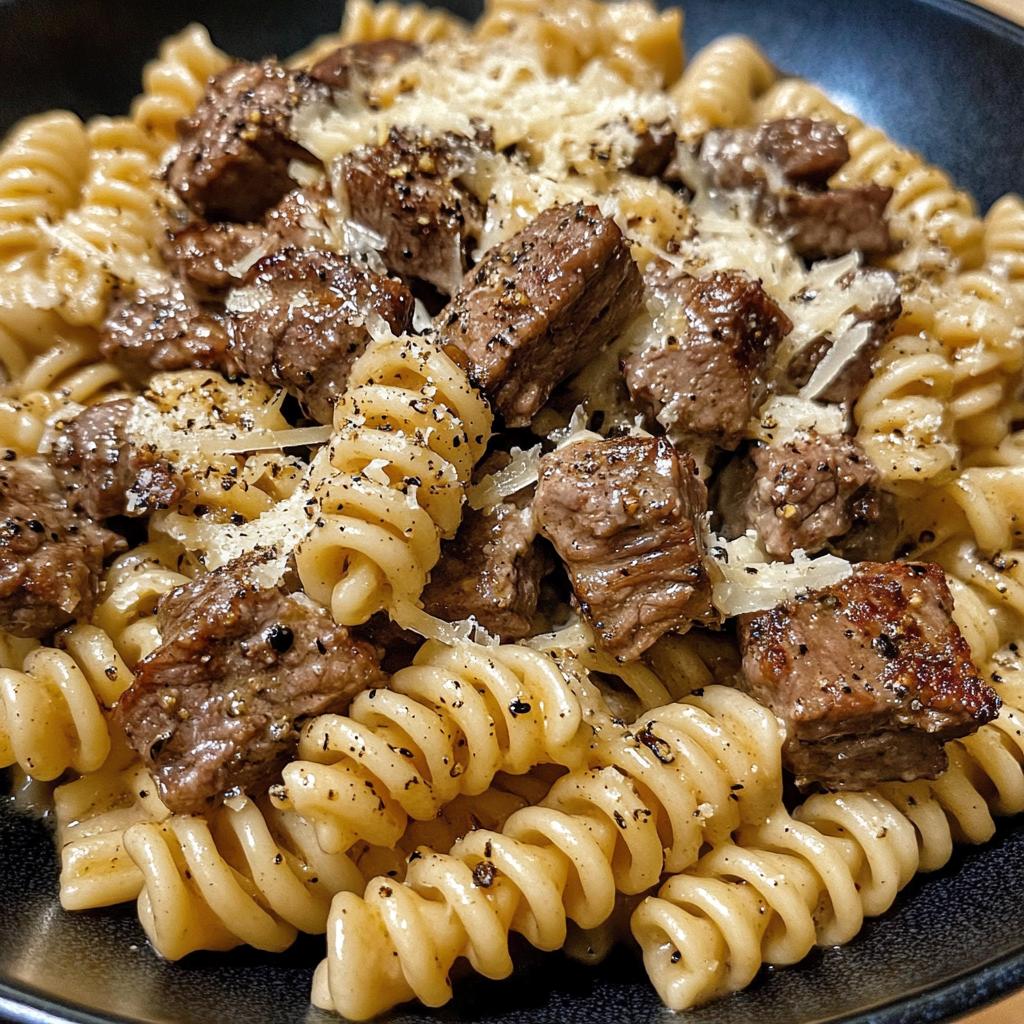 Beef and Rotini in Garlic Parmesan Sauce