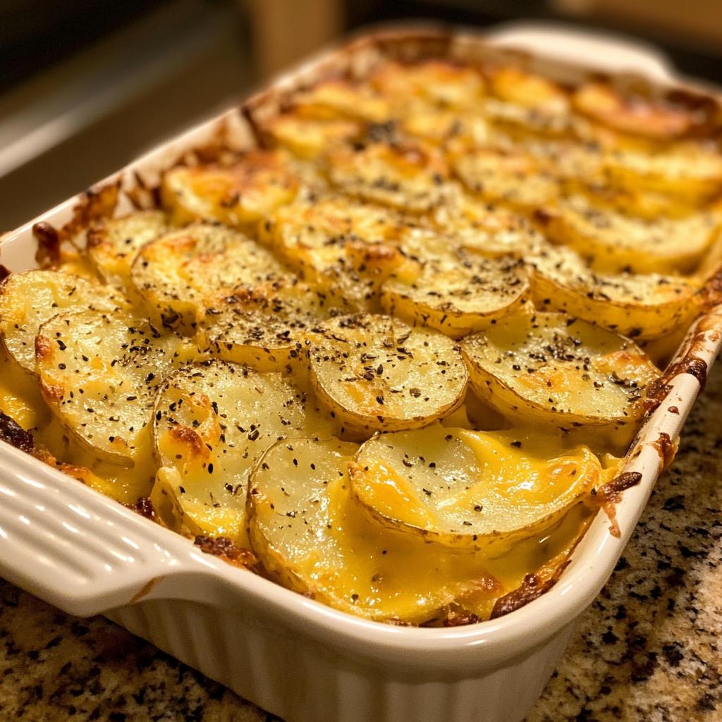 Cheesy Garlic Butter Potato Bake