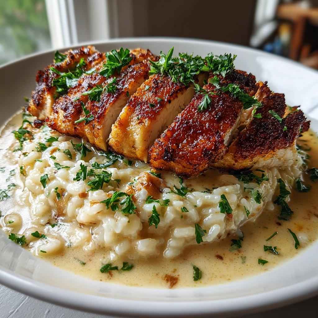 Chicken Scampi with Creamy Garlic Parmesan Rice