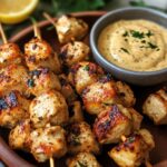 Chicken Skewers with Garlic and Pyramids Sauce