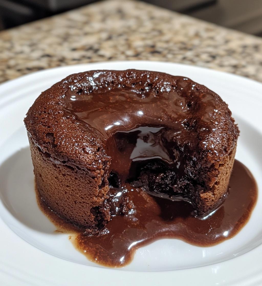 Chocolate Lava Cake, featuring a warm, gooey molten center oozing out from a perfectly baked dark chocolate cake