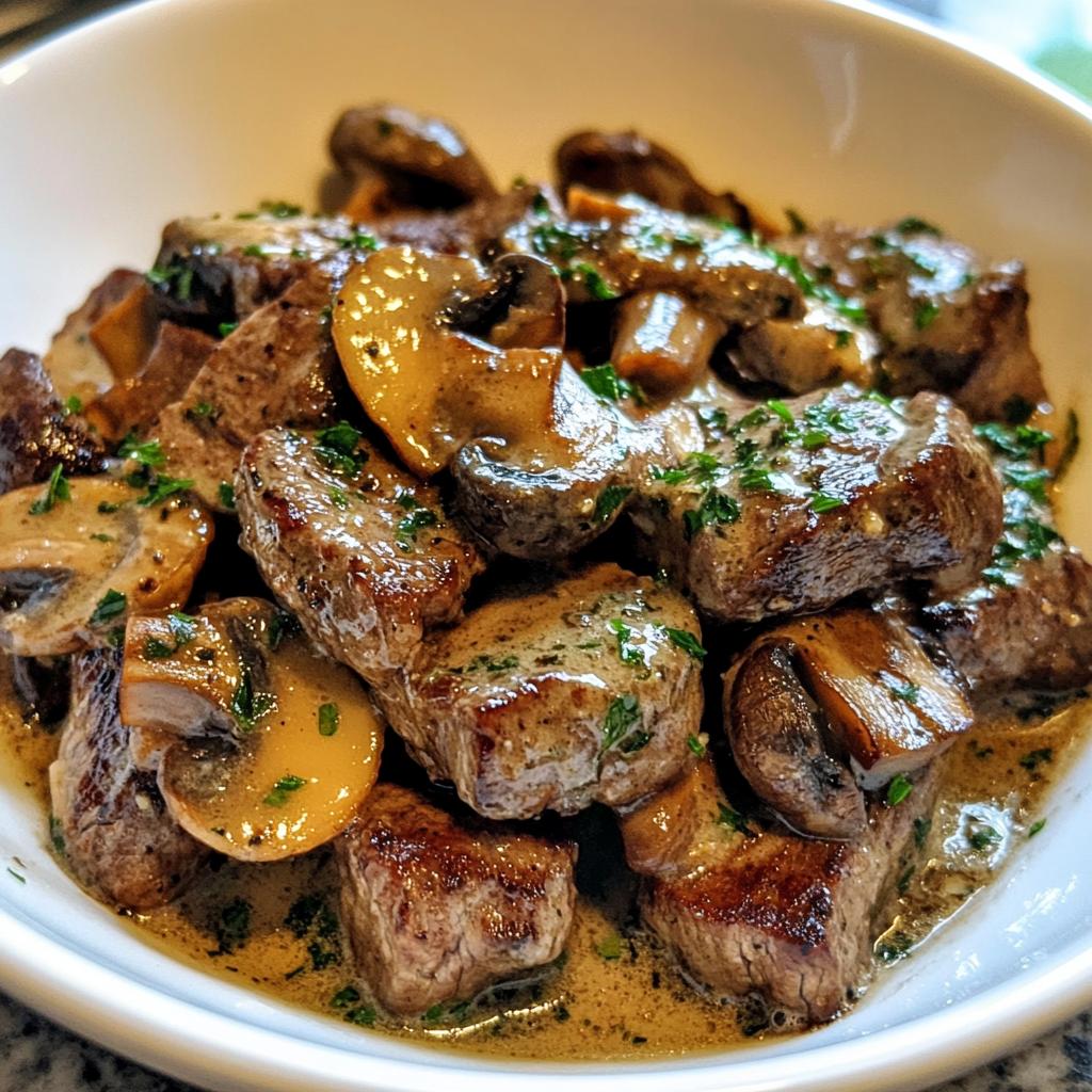 Creamy Garlic Butter Steak Bites with Mushrooms