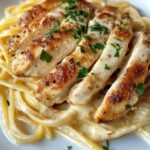 Creamy Garlic Parmesan Chicken with Cheesy Linguine