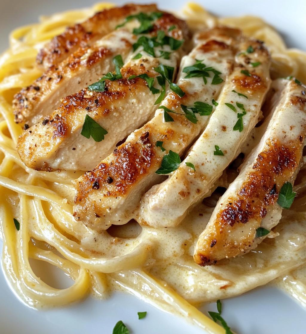 Creamy Garlic Parmesan Chicken with Cheesy Linguine