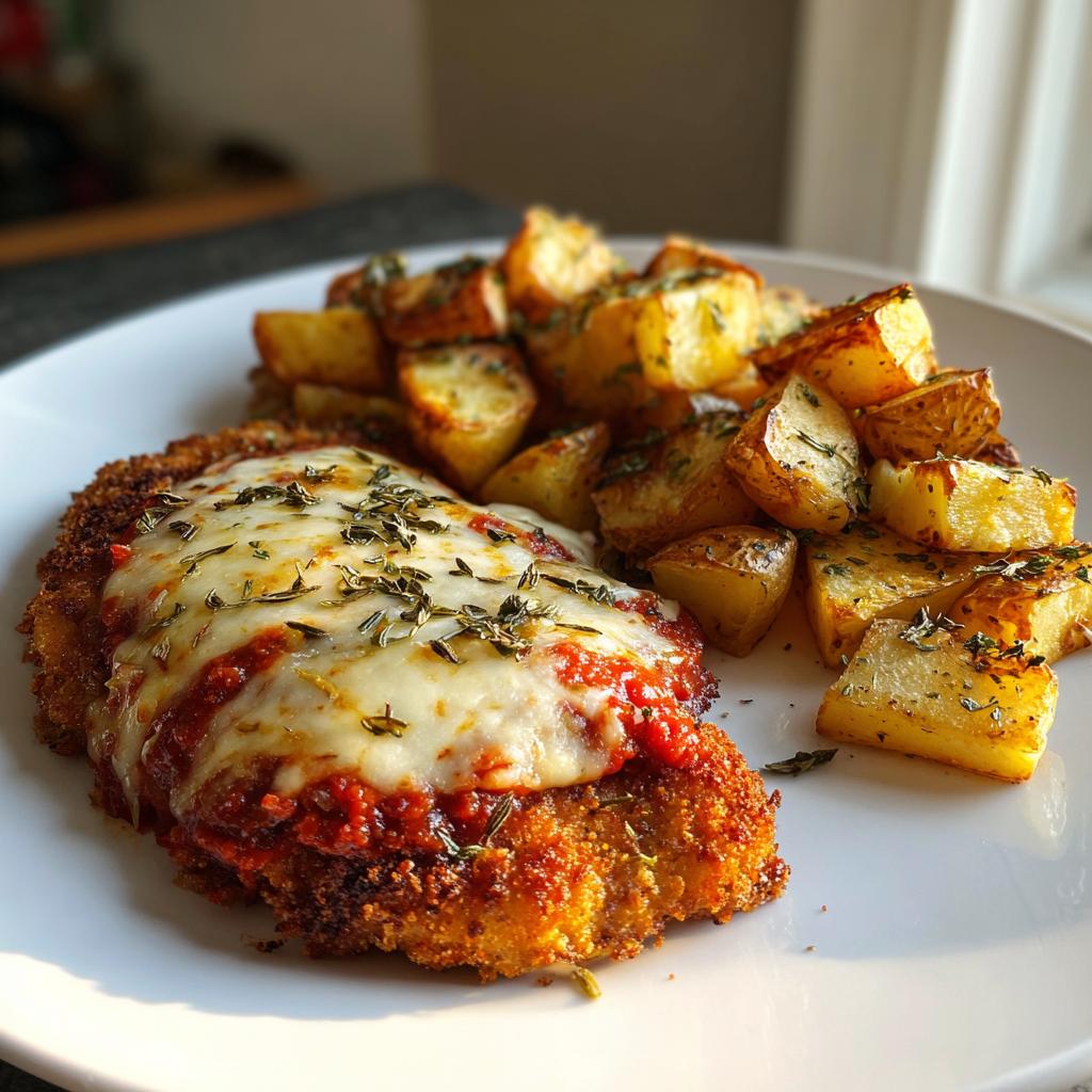 Crispy Chicken Parmesan with Garlic Butter Potatoes